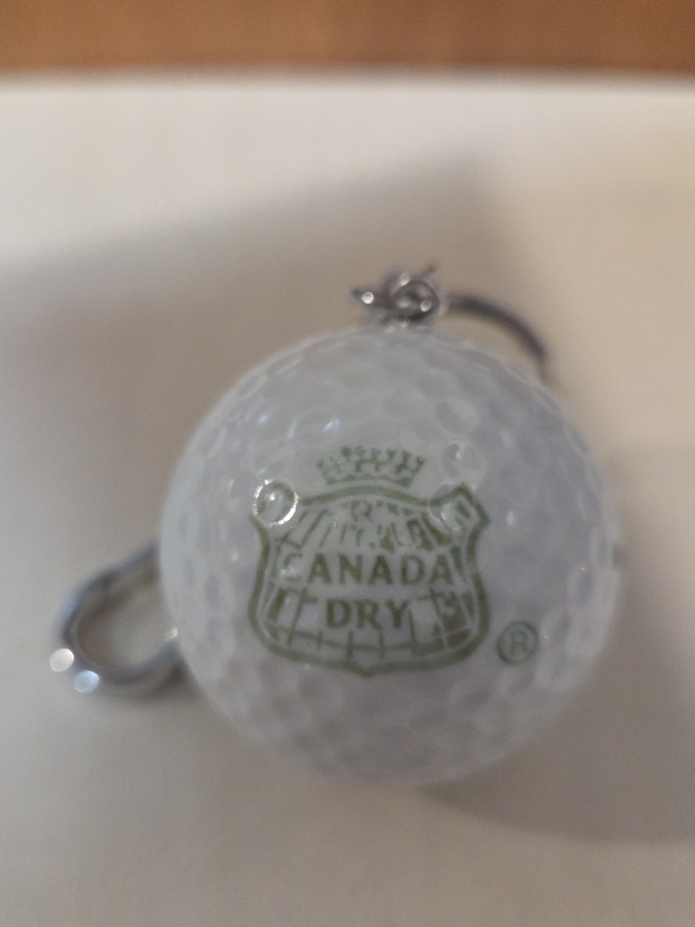 Upcycled Vintage Canada Dry Golf Ball Key Ring - Bag Marker Handmade